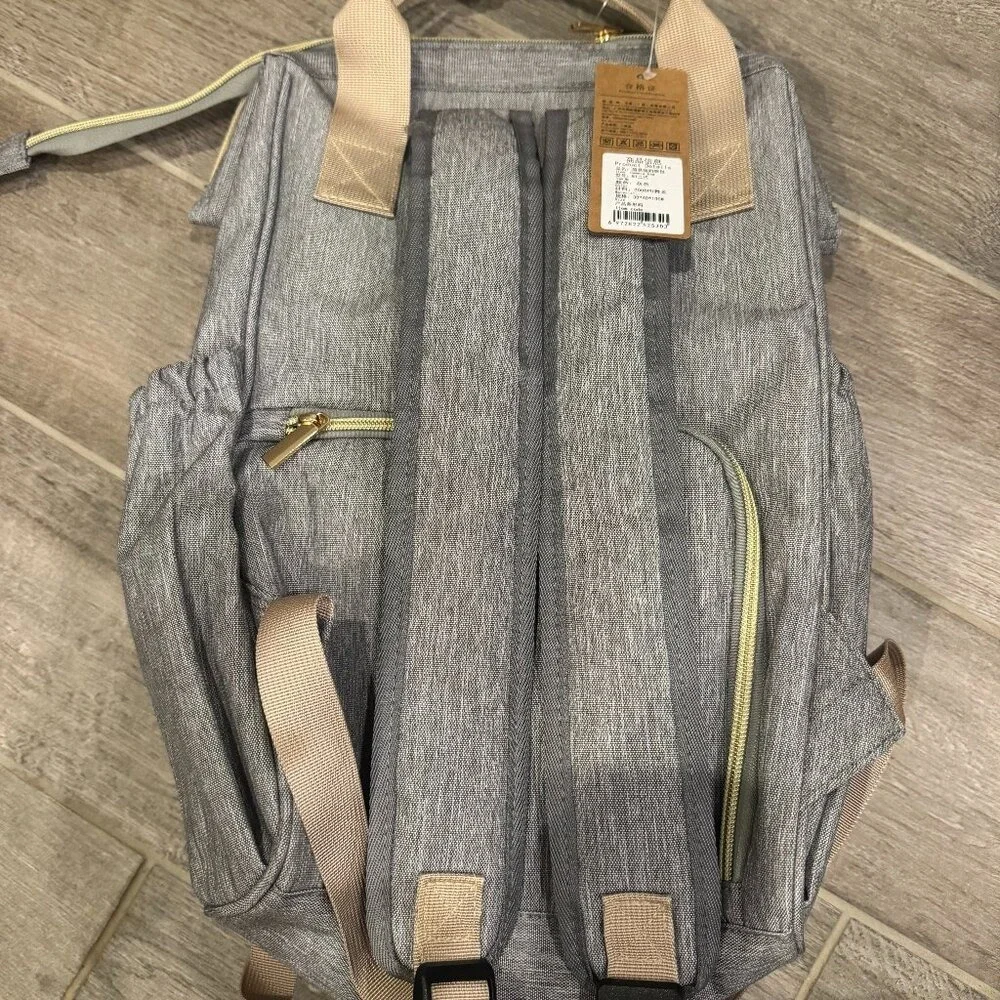 New OSOCE Diaper Bag‎ Backpack Gray Multi Pocket Baby Travel Backpack NWT